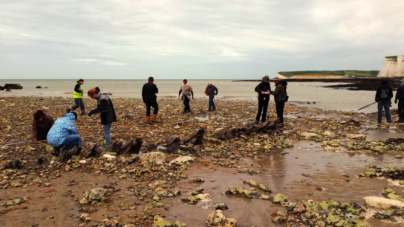 Local CITiZAN volunteers working together to record a shipwreck off Seven Sisters, East Sussex