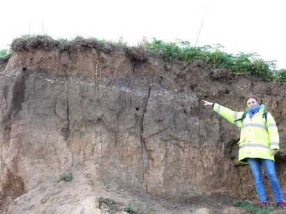 Erosion creating a natural section through features at Bridlington