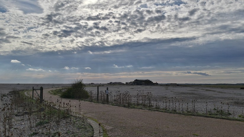 Orford Beach with the AWRE buildings in the distance