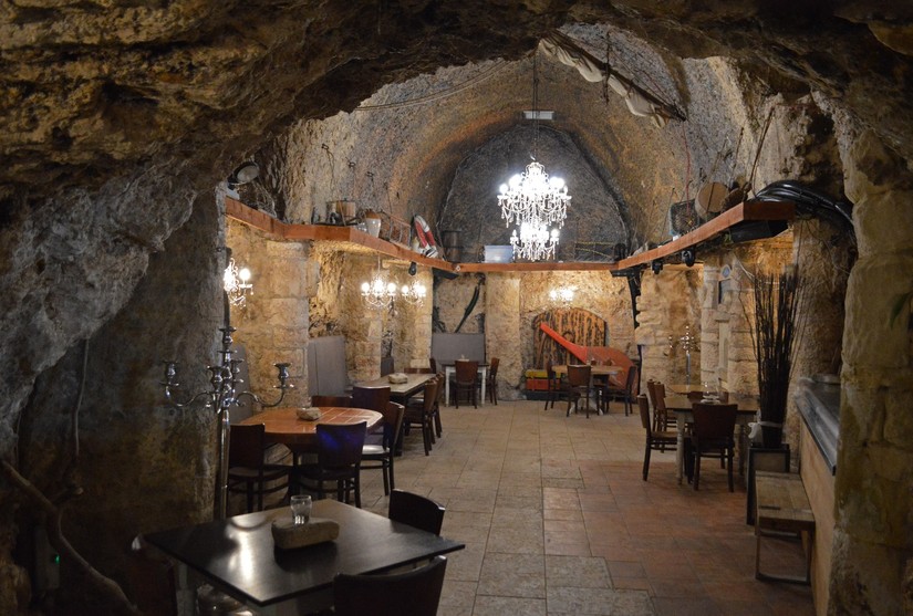 Part of the 'pub in the cave' at Marsden Grotto