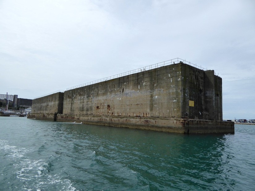Two phoenix caissons in Portland Harbour
