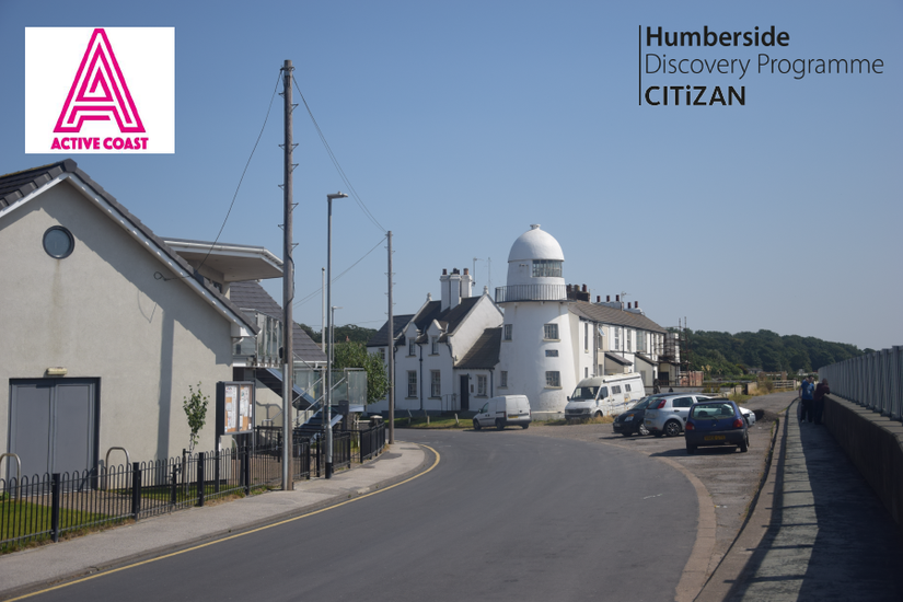 A warm sunny day in Paull in August 2019 looking down the main street at the Grade II listed lighthouse.