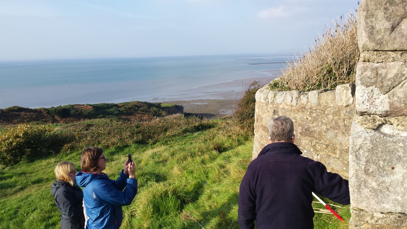 The walls around the outside of the gardens follow the cliff tops above Heysham