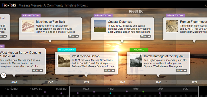 A screen capture from Missing Mersea: A community timeline project 