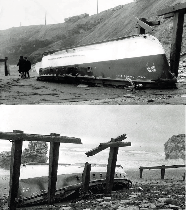 The George Elmy lifeboat on Chemical Beach, 1962.