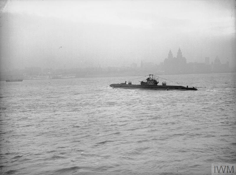 The River Mersey - One big dockyard: HM Submarine Spur leaving the Cammel Laird shipyard on her acceptance trial