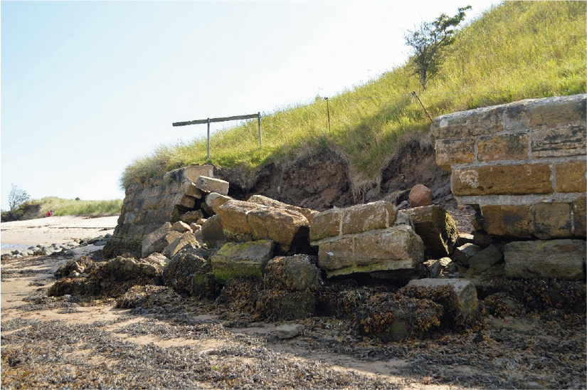 Church Hill, Alnmouth: collapsed sea-wall