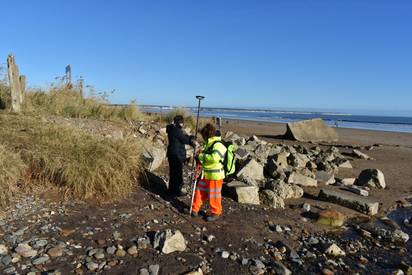 Hannah and Maria get started recording the current coast edge.