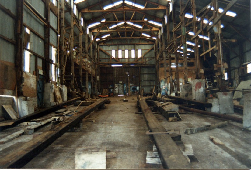 Inside the shed at the Hinks shipyard